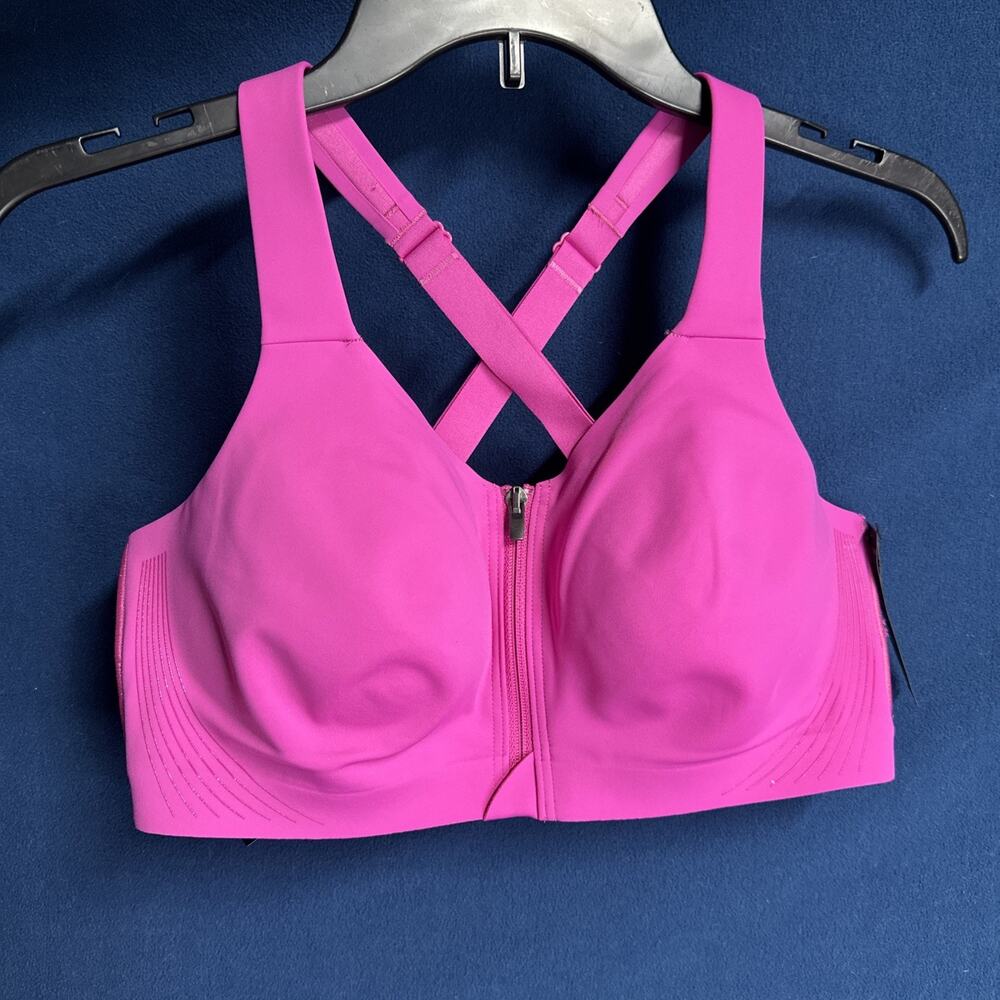 Victoria's Secret VSX Pink Zip Front Crossback High Support Sports Bra Size 42D
